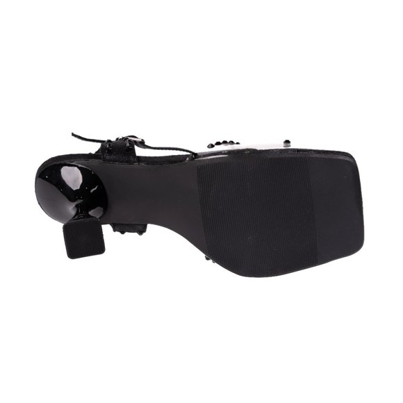 4 inch High Stiletto Metallic Heel Women Fashionable Comfortable Black Sandals - Picture 8 of 8